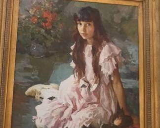 approx. 3'x35" Russian artist girl with doll   $950   sold