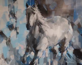 unframed  40"x40"  Italian artist  $1,500 .      framed approx. .   56"x56"  $1,875  "Wild Horse"    SOLD