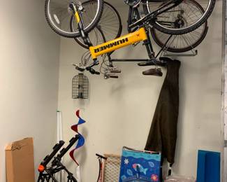  Notice above there are 2 wonderful in great shape bikes! A modern bike the Hummer Montague Military Tech with a special folding system, and a vintage bike the  Free Spirit Greenbriar.