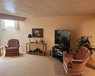 Vintage chairs,  huge LG tv and stand will be priced to sell