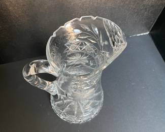 $60 - Crystal Cut & etched large water pitcher - very good condition. No cracks no chips. 