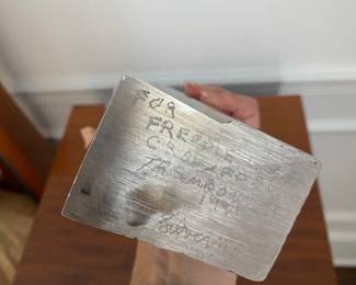 $350 - Silverman signed solid modern metal vase 12"