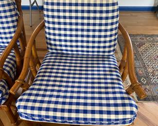 $1,450 McGuire bamboo living room set. Includes Loveseat (52x32x30) 2 end tables (20x20x21) 2 high back guest chairs (26x27x38) 2 guest chairs (29x31x30) Ottoman (27x26x18) and slate table 8 pieces 