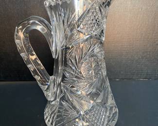 $80 - Crystal Cut large water pitcher - very good condition. No cracks no chips. 