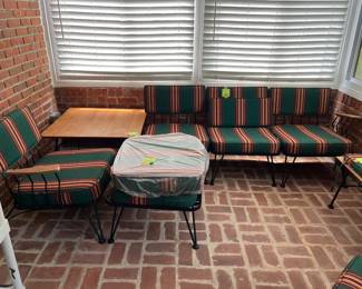 Russell Woodward Patio set - Modernist Cantilever wrought iron - sectional sofa with bench and one armchair & one ottoman & 5 pieces dinette $3,000