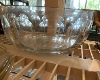 $46 - Val St Lambert crystal strawberry bowl or salad, signed 