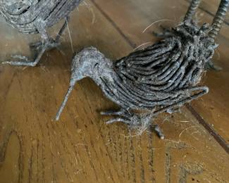 $220 - Collection of metal birds Set of 4 (5"Wx4"H small one) handmade by Bob Green local artist (deceased). He was an instructor at PJC. 1960-1970's