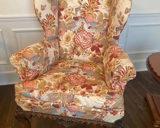 $285 - Wing back armchair carved legs 32x20x45
