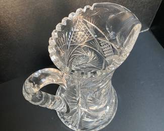 $80 - Crystal Cut large water pitcher - very good condition. No cracks no chips. 