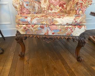 $285 - Wing back armchair carved legs 32x20x45