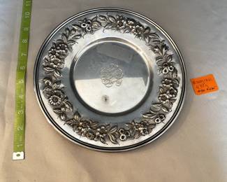 #59 -$250 sterling repousse plate floral 
