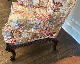 $285 - Wing back armchair carved legs 32x20x45