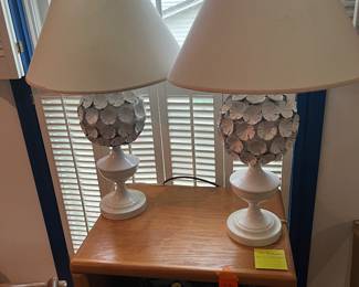 $70 pair of white lamps with white flowers
