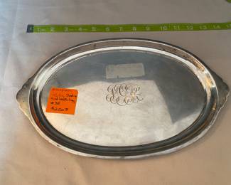 #38 - $250 Sterling oval tray with handles & mono.  468gr