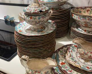 $1,450 English Iron Stone Chip China 66 pieces