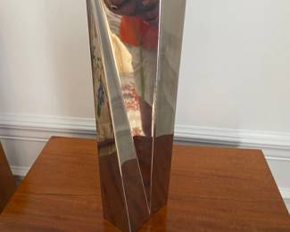 $350 - Silverman signed solid modern metal vase 12"