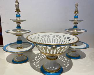 $450 - Old Paris set of 2 bonbon dishes & compote B&W