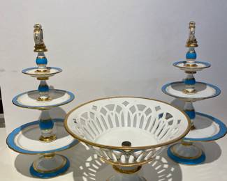 $450 - Old Paris set of 2 bonbon dishes & compote B&W