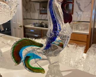 $50 - Murano rooster as is repaired - see tail 