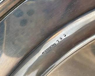 #63 $250 - Sterling round platter mono. Plain rim. 