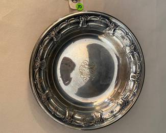 #5 - $80 Sterling serving bowl mono & floral rim - 145 gr 