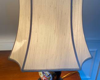 $150 Pair of colbalt blue lamps with floral design