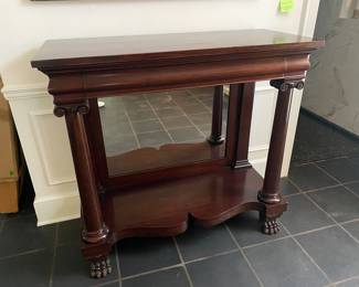 $1,275 American late Classical mahogany Pier Table raised on Paw feet Mid 19th Century 42x18x39