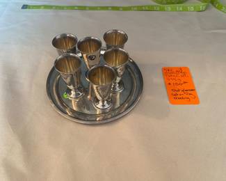 #25 - $150 Sterling 7 pieces shot glasses set & tray - 295 gr. 