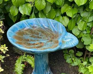 Blue Ceramic Bird Bath