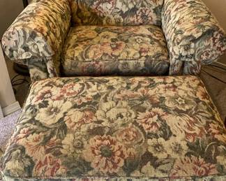 LayZBoy Rolled Arm Chair And Ottoman