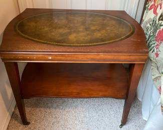 Reproduction Leather Inlaid Side Table