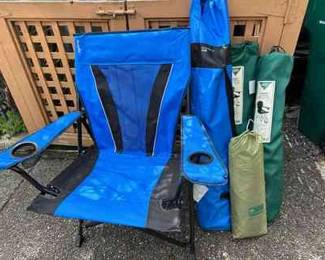 4 Folding Camp Chairs And Vintage Tent