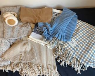 Womens Scarves Knit Caps And Lap Blanket Scarves are measured while folded