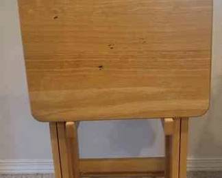 4 Wood TV Trays With Holder