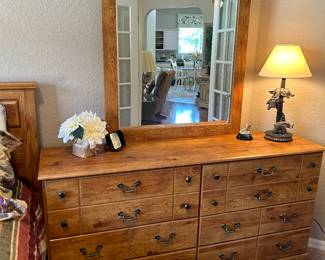 Large Dresser & Mirror, Iron Detail matches Headboard
