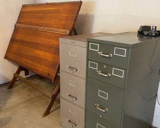 Drafting table, File cabinet