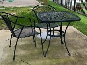 Wrought Iron Table And Two Chairs 