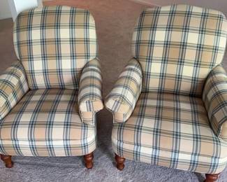 Two Plaid side chairs 