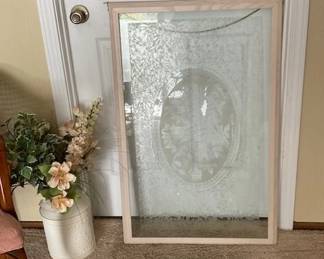 vintage framed glass door panel