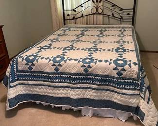Queen bed, frame, memory foam mattress, box springs, rails