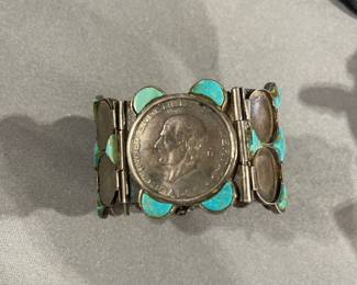 Mexican coins with turquoise