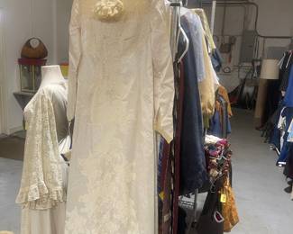 Late 1960's wedding dress with veil and train