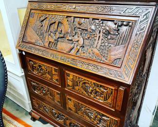 Hand Carved Asian Desk Orlando Estate Auction