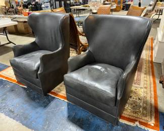 Moss Studio Leather High Back Chairs Orlando Estate Auction
