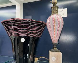 Large Murano Black Art Glass Vase Orlando Estate Auction