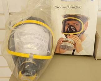 7 Drager Full Face Gas Masks, 14 Filters, 1 Childs Gas Mask