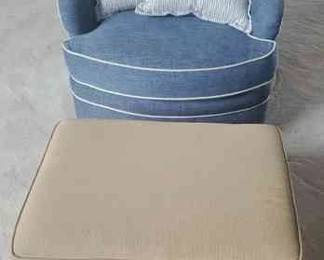 Blue Swivel Chair With Ottoman
