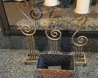 Candle Holders, Kindle Basket, Fireplace Gloves