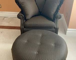 Black and gold easy chair ottoman