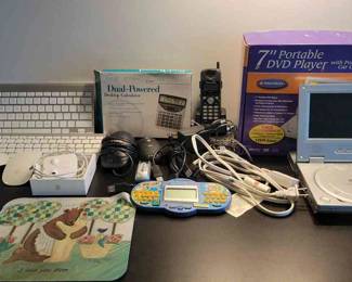 Apple Keyboards Mice, RS Calculator, Panasonic Phone, 7 Portable DVD Player And More Accessories
